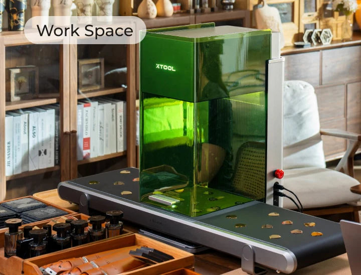 Laser engraving machine F1 Ultra in a workspace 