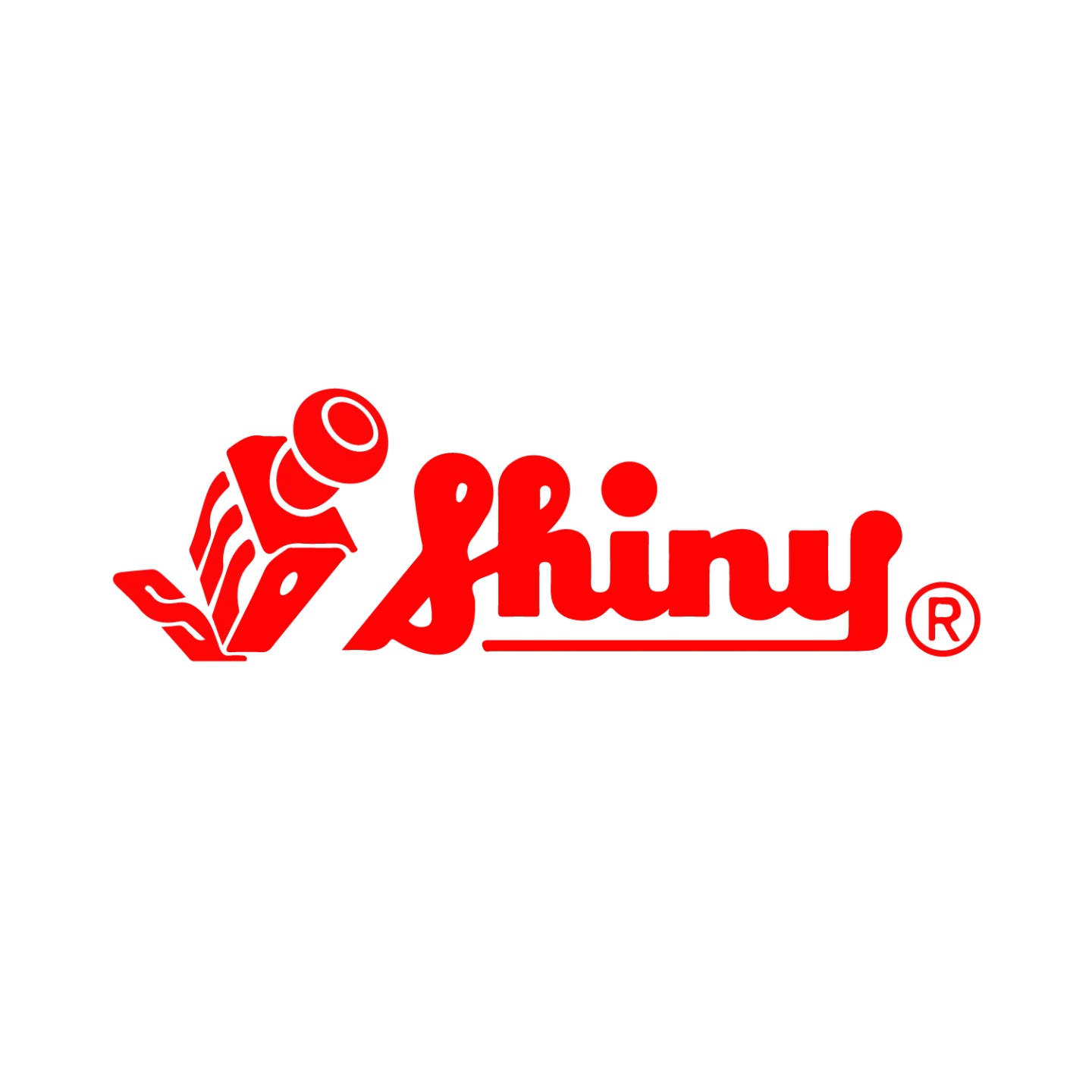 Red 'Shiny' logo with a registered trademark symbol on a white background