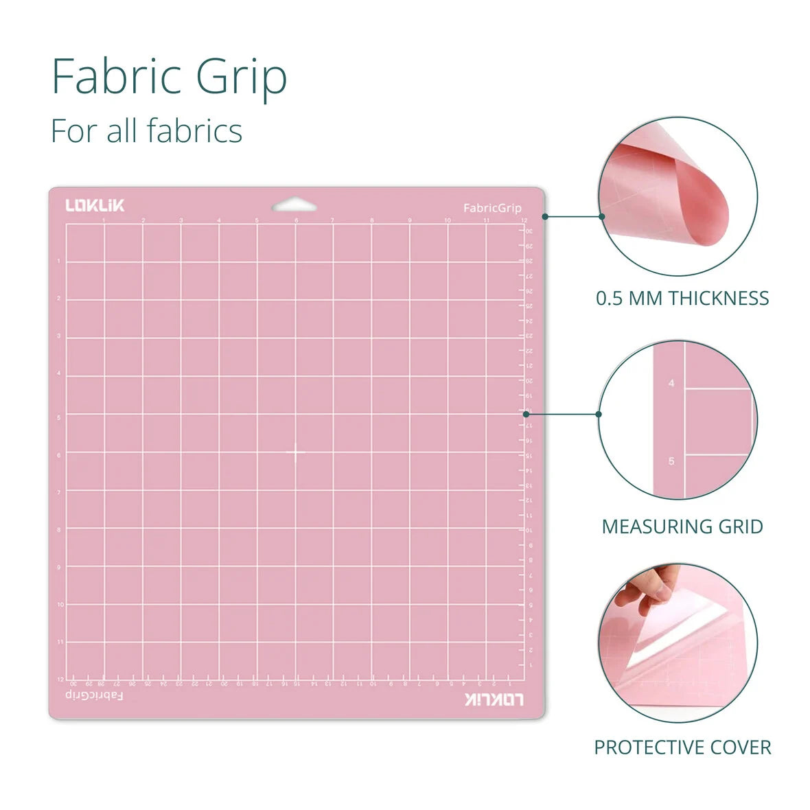 LOKLiK Cutting Mat 3 Pack - Pink Fabric Grip