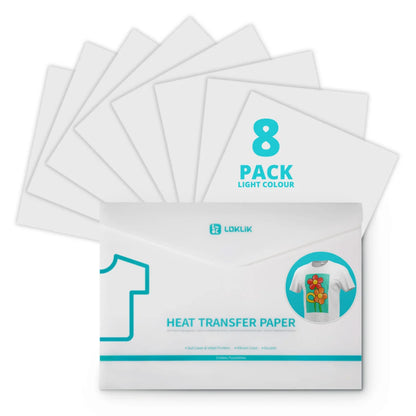 LOKLiK Heat Transfer Paper Sheet - Light - 8 Pack