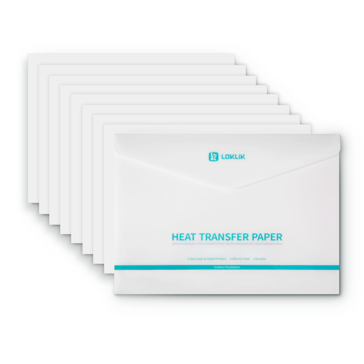 LOKLiK Heat Transfer Paper Sheet - Light - 8 Pack