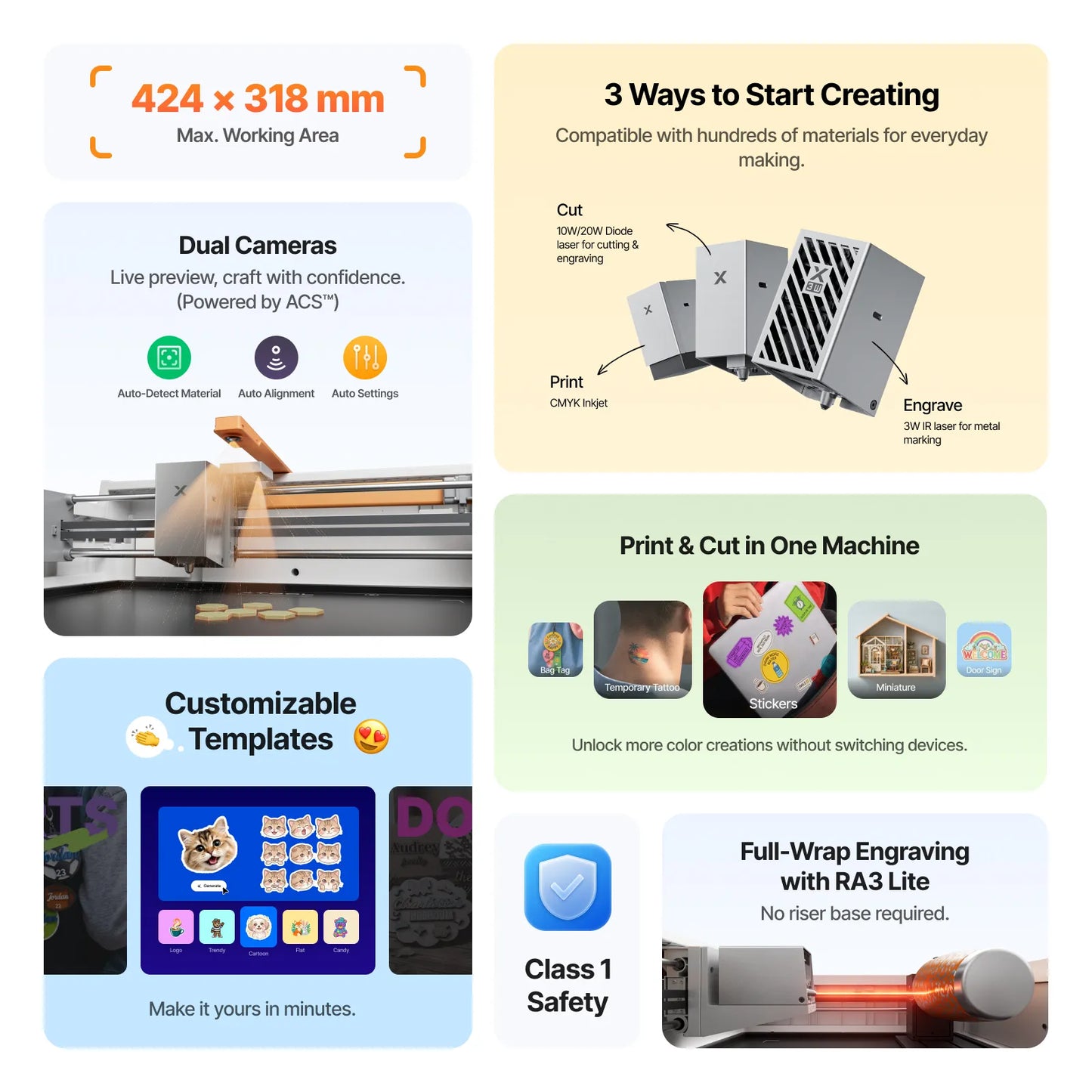 xTool M2 Color Craft Laser Cutter & Engraver | Full-Color CMYK Inkjet & 10W/20W Diode Laser